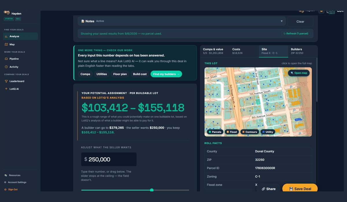 LotIQ Instant lot analysis workspace